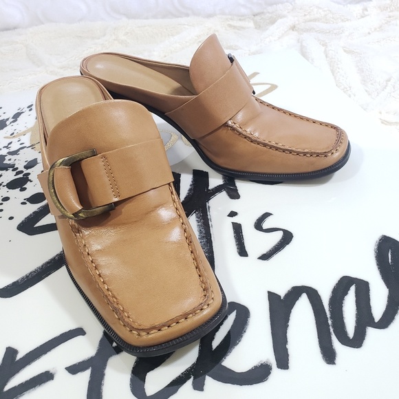 Franco Sarto Leather Square toe Mule Sandals - Picture 1 of 8